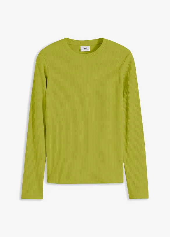 T-shirt côtelé manches longues 100 % coton, bonprix