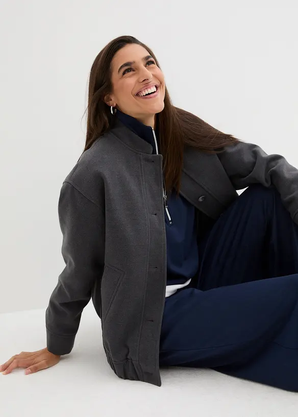 Veste bombers oversize aspect laine, bonprix