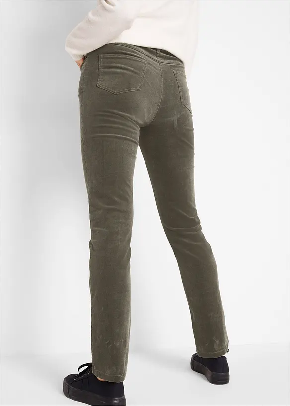 Pantalon droit en velours côtelé extensible, bonprix