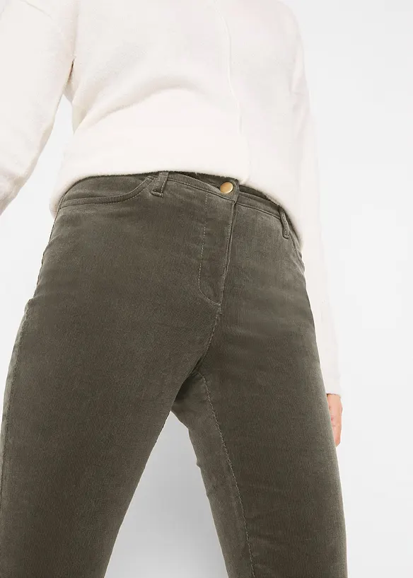 Pantalon droit en velours côtelé extensible, bonprix