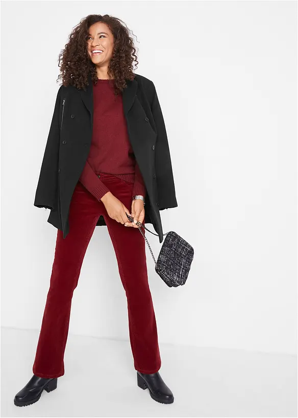 Pantalon bootcut en velours côtelé extensible, bonprix