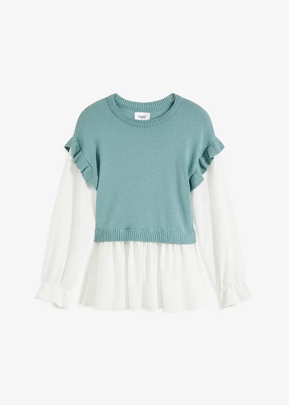 Pull à empiècement chemisier, bonprix