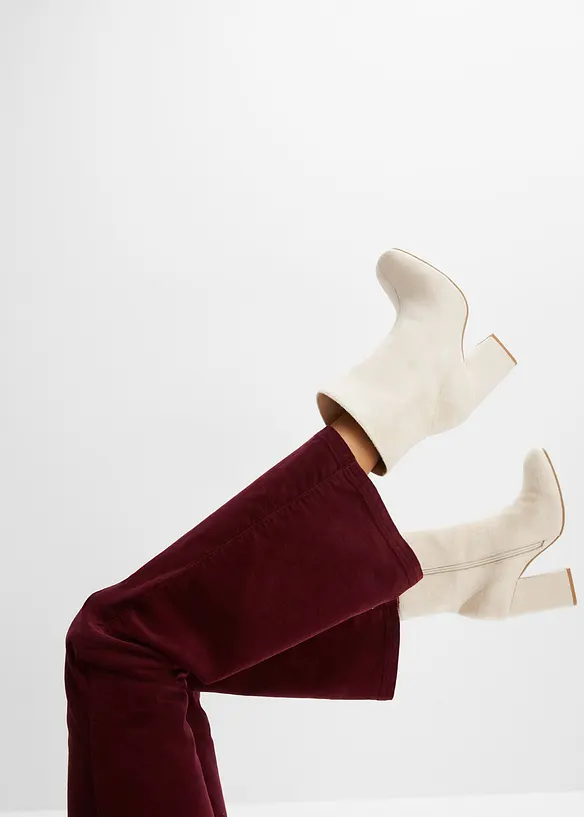 Pantalon Flare en velours côtelé extensible avec taille haute confortable, bonprix