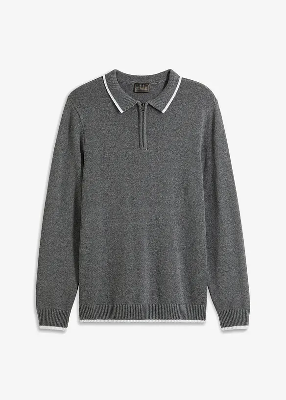 Pull col polo en coton recyclé majoritaire, bonprix