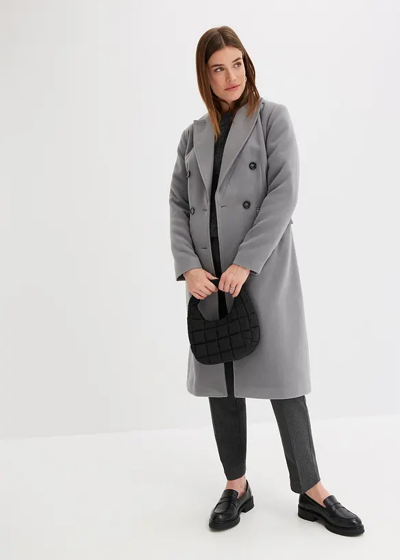 Manteau croisé court, aspect laine, bonprix