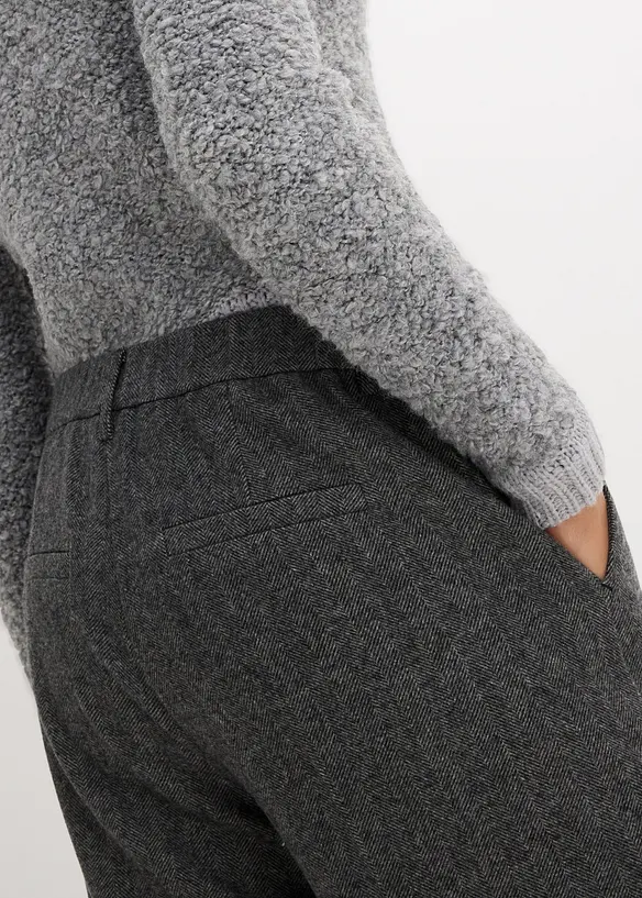Pantalon en laine motif chevrons, bonprix