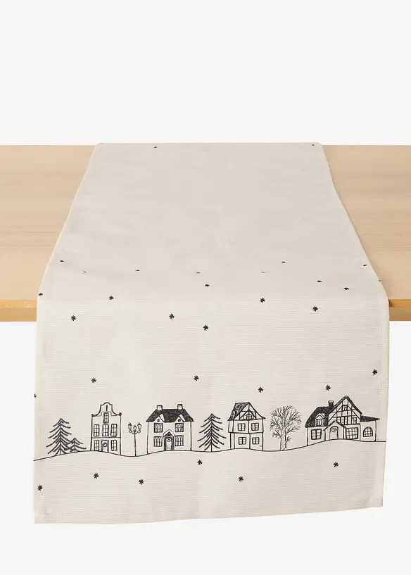 Chemin de table imprimé maisons, bonprix