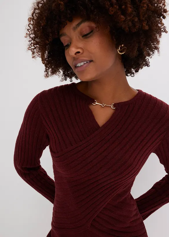 Robe cintrée en maille avec effet drapé, bonprix