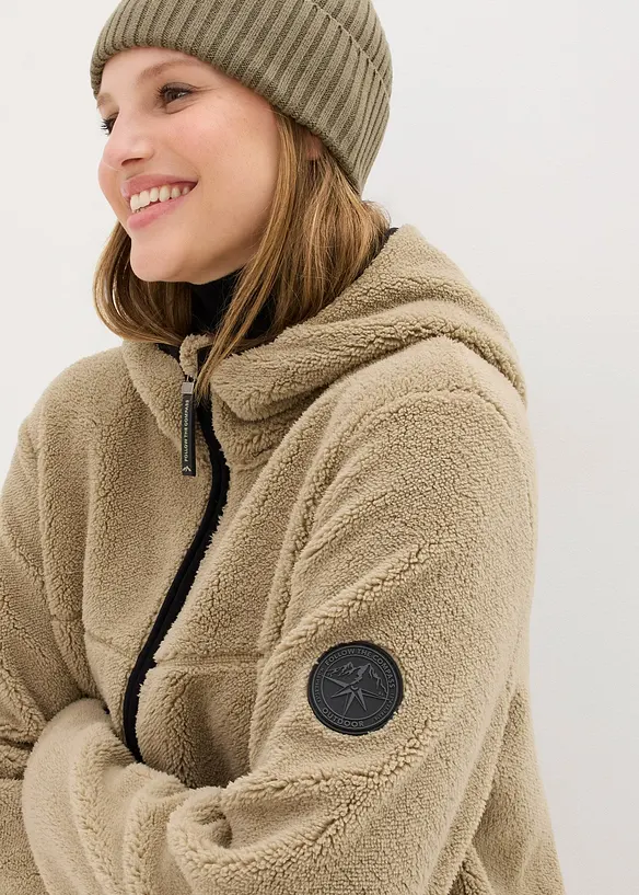 Veste en maille sherpa à capuche, bonprix