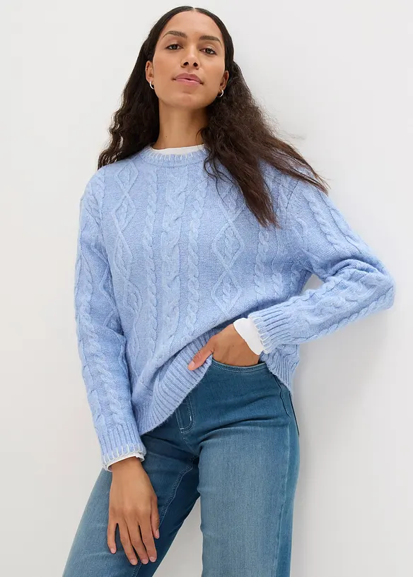 Pull en grosse maille torsadée, bonprix