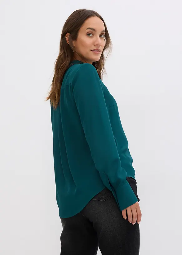 Blouse en crêpe, manches longues, bonprix