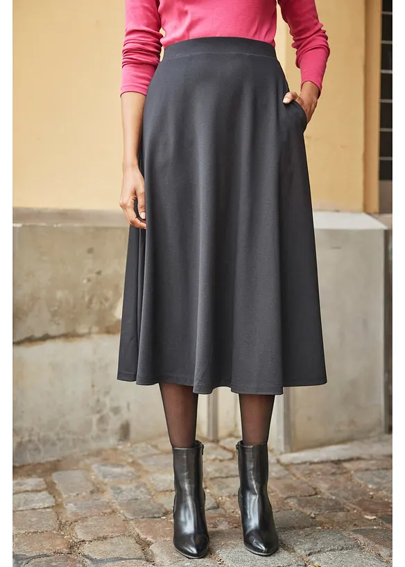 Jupe midi en viscose mélangée, bonprix