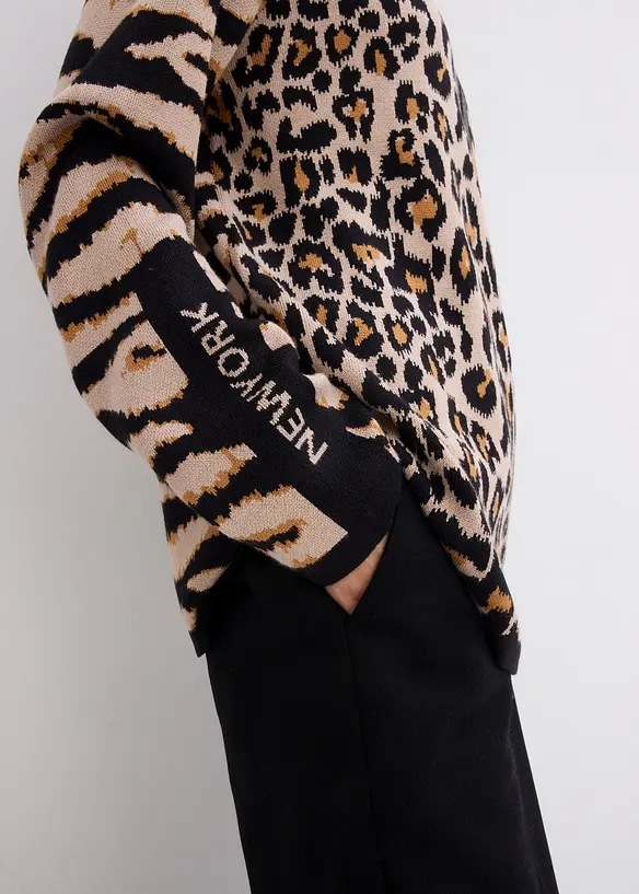 Pull à imprimé léopard, bonprix