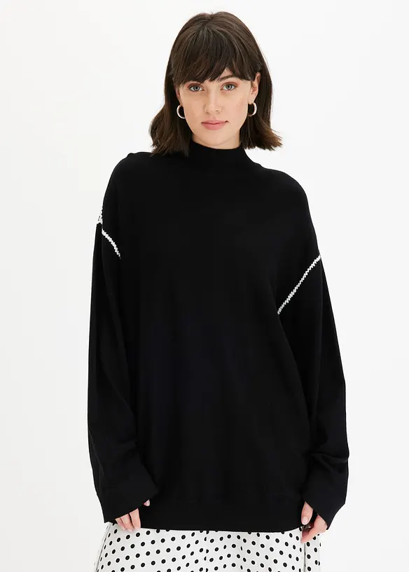 Pull boxy à points décoratifs, bonprix