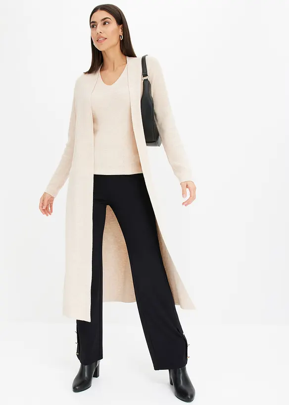 Gilet long en maille de viscose mélangée, bonprix