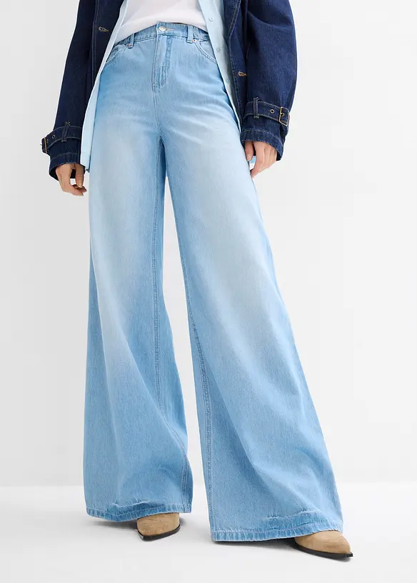 Jean large, taille haute et élastiquée, bonprix