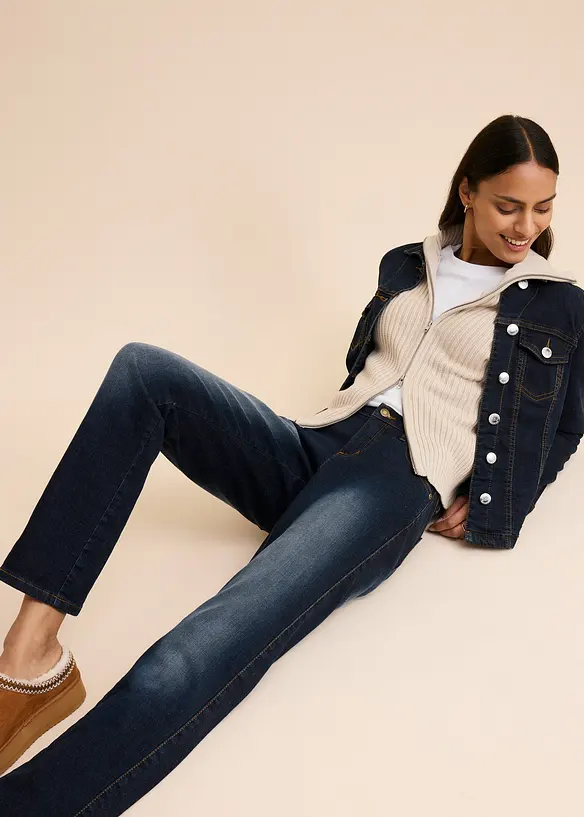 Jean droit slim, taille mi-haute, extensible, bonprix