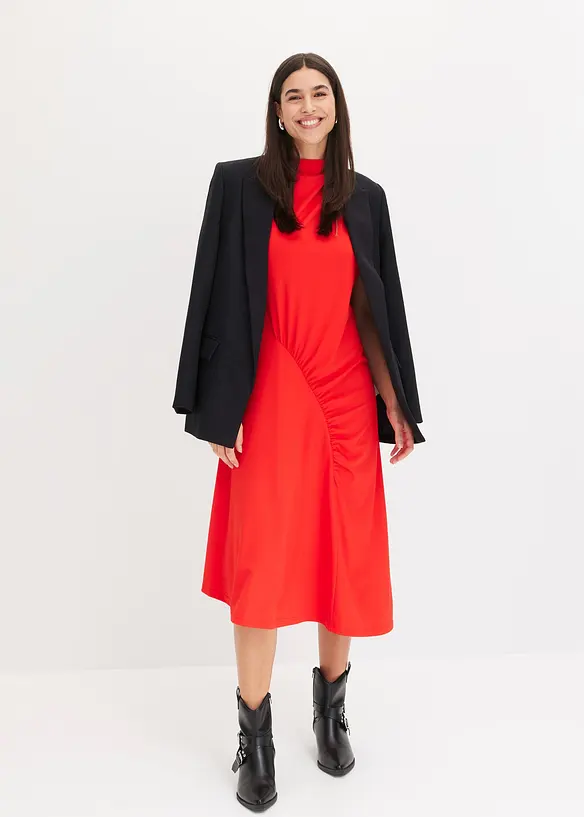 Robe midi avec drapé et base asymétrique, bonprix