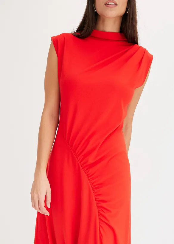 Robe midi avec drapé et base asymétrique, bonprix