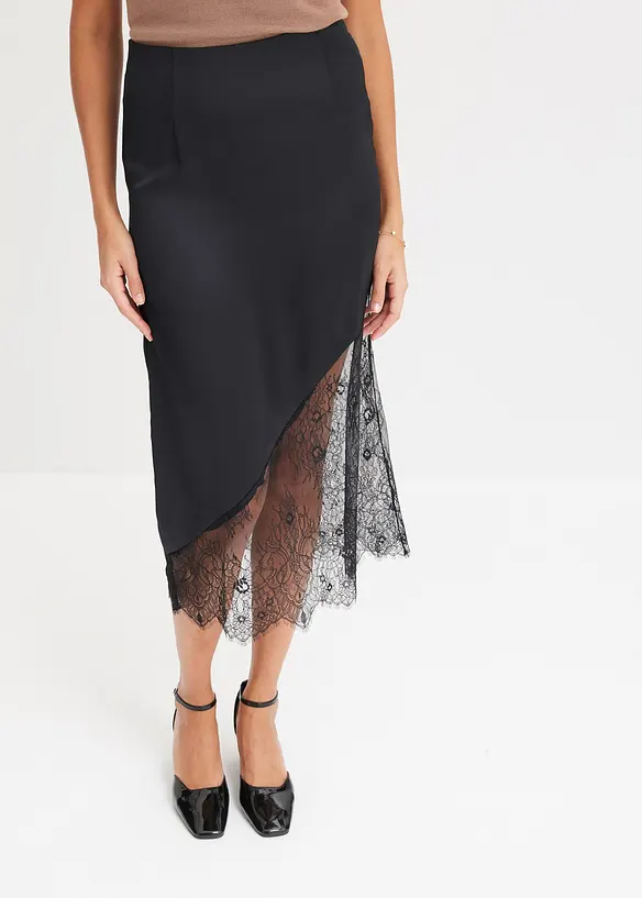 Jupe midi en satin fluide, bonprix