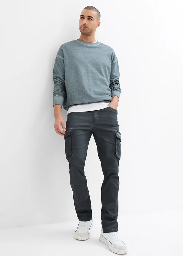 Pantalon cargo extensible, aspect délavé, Straight, bonprix