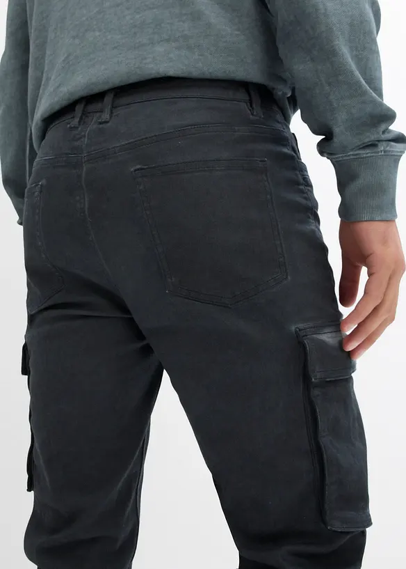 Pantalon cargo extensible, aspect délavé, Straight, bonprix