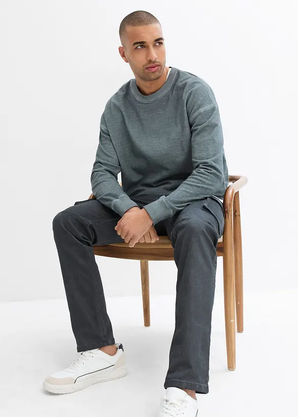 Pantalon cargo extensible, aspect délavé, Straight, bonprix