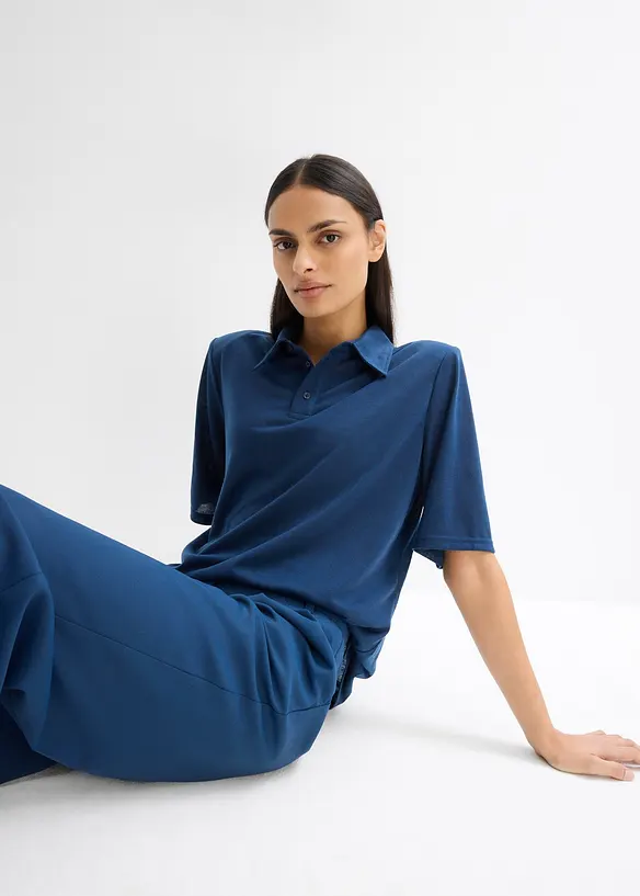 Polo en viscose mélangée à épaulettes, bonprix
