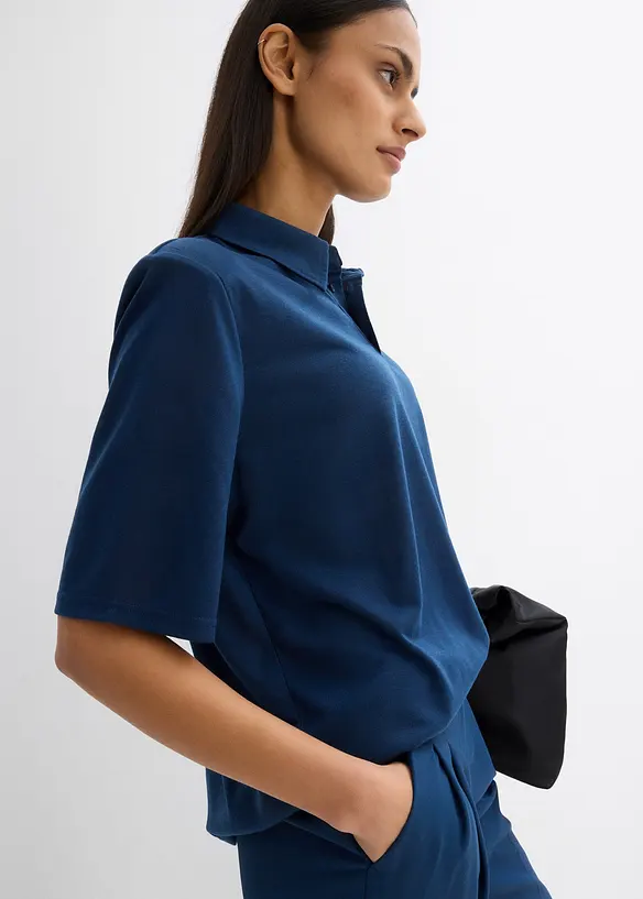 Polo en viscose mélangée à épaulettes, bonprix