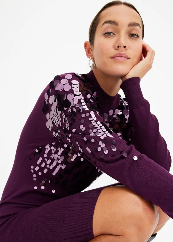 Robe en maille à sequins, bonprix