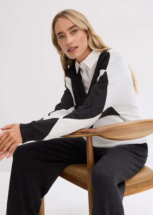 Pull à motif losange, bonprix