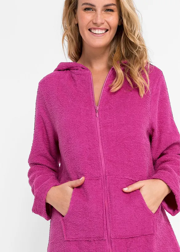 Peignoir en éponge de coton avec fermeture zippée, bonprix