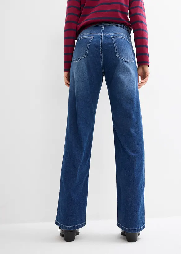 Jean droit taille haute élastiquée, loose, bonprix