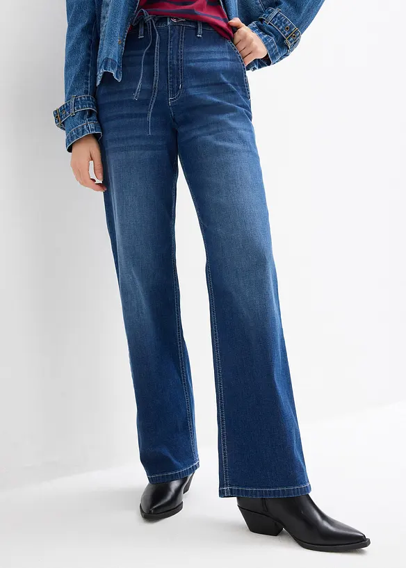 Jean droit taille haute élastiquée, loose, bonprix
