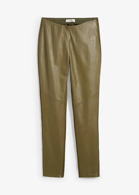 Legging en cuir d'agneau nappa à empiècement élastique, bonprix