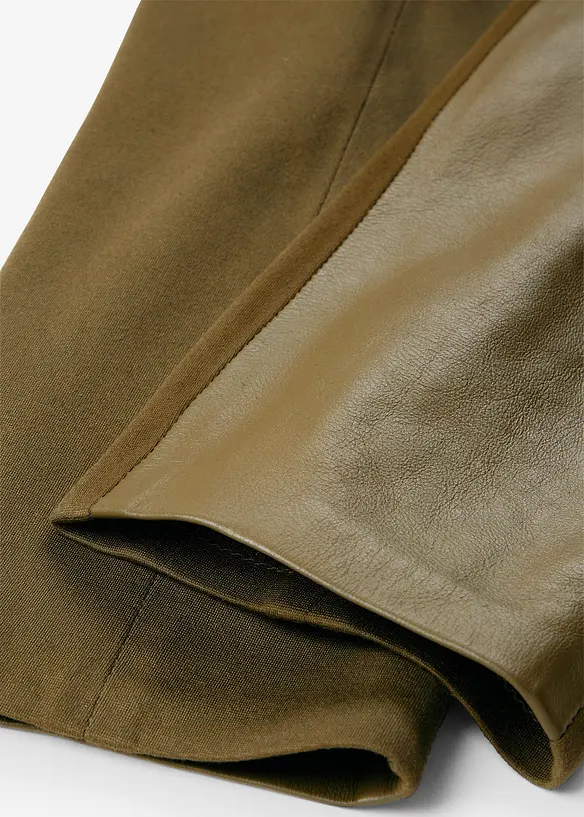 Legging en cuir d'agneau nappa à empiècement élastique, bonprix