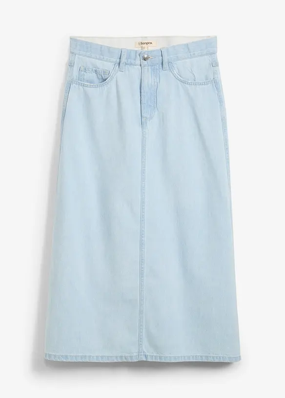 Jupe midi en jean, taille mi-haute, toile ultra-douce, bonprix