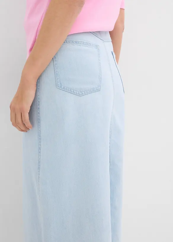 Jupe midi en jean, taille mi-haute, toile ultra-douce, bonprix