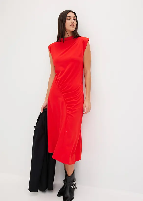Robe midi avec drapé et base asymétrique, bonprix