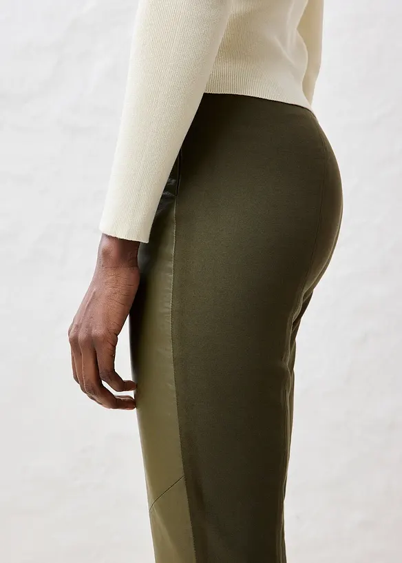 Legging en cuir d'agneau nappa à empiècement élastique, bonprix