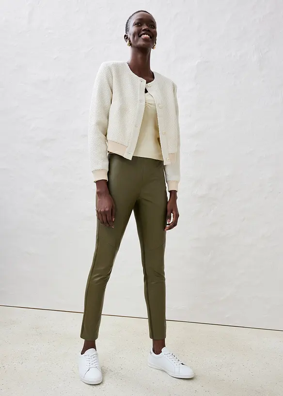 Legging en cuir d'agneau nappa à empiècement élastique, bonprix