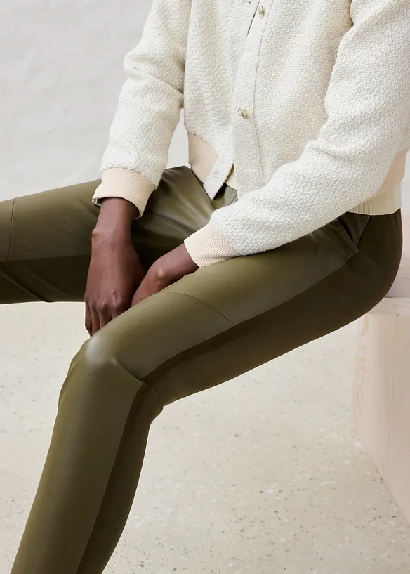 Legging en cuir d'agneau nappa à empiècement élastique, bonprix