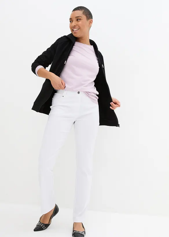 Pantalon droit extensible en bengaline, taille élastiquée, bonprix