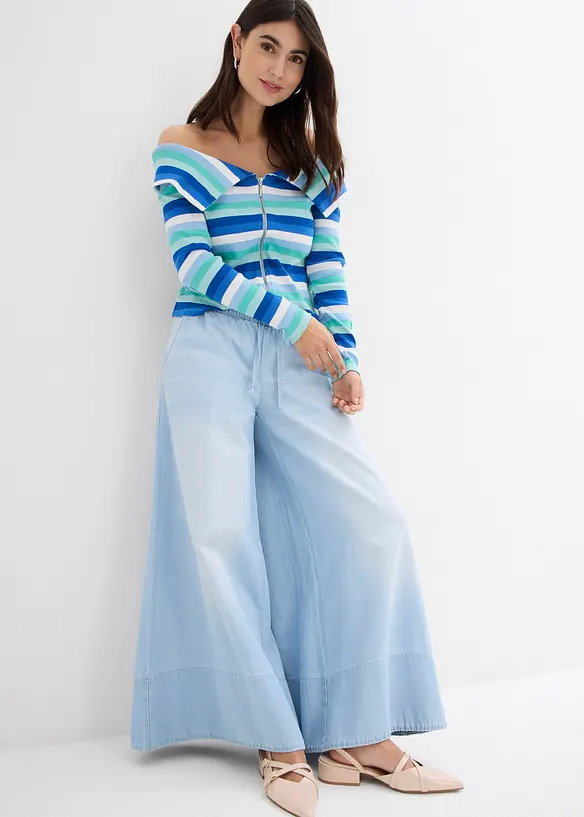Jean large, taille mi-haute et élastiquée, bonprix