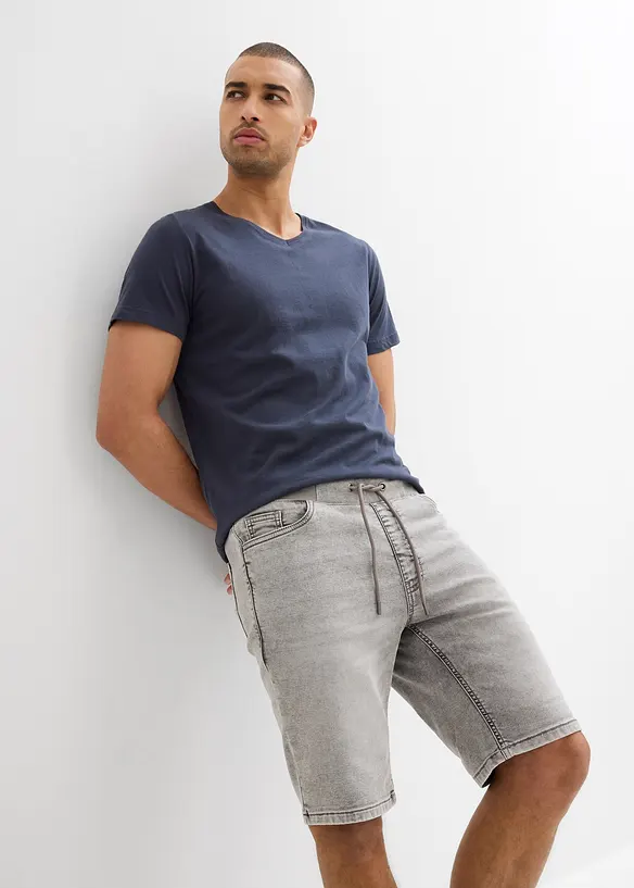 Bermuda en jean à taille élastiquée, Regular, bonprix