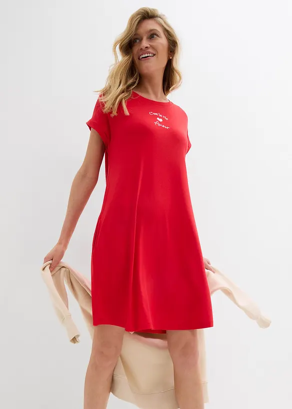Robe en jersey viscose extensible avec broderie poitrine, bonprix