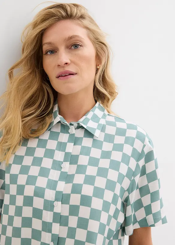 Blouse manches courtes à carreaux, bonprix