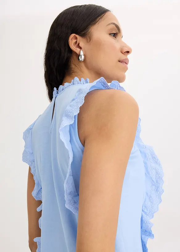 Top en jersey avec broderies anglaises, bonprix