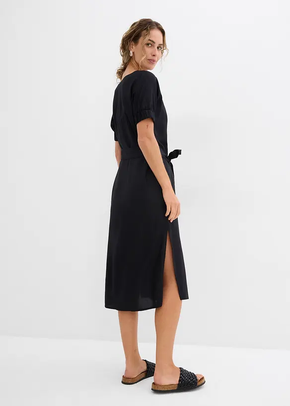 Robe midi avec ceinture et manches à finitions élastiquées, bonprix