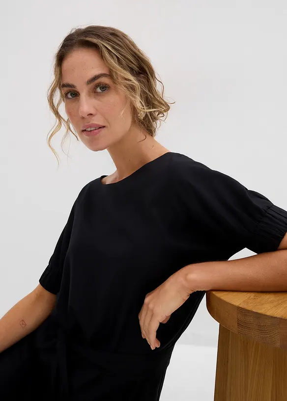 Robe midi avec ceinture et manches à finitions élastiquées, bonprix